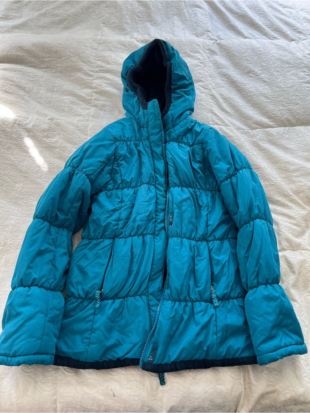 Lands' End Teal Hooded Puffer Jacket XL / 16